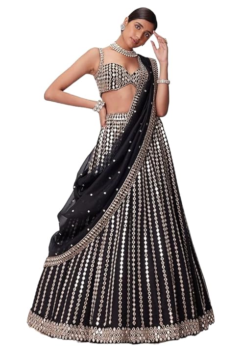 Black color Bridal Lehenga choli with Dupatta Set For Women